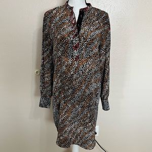 Rag & Bone Colette Black Multicolor Silk Long Sleeve Shirt Dress Size Small